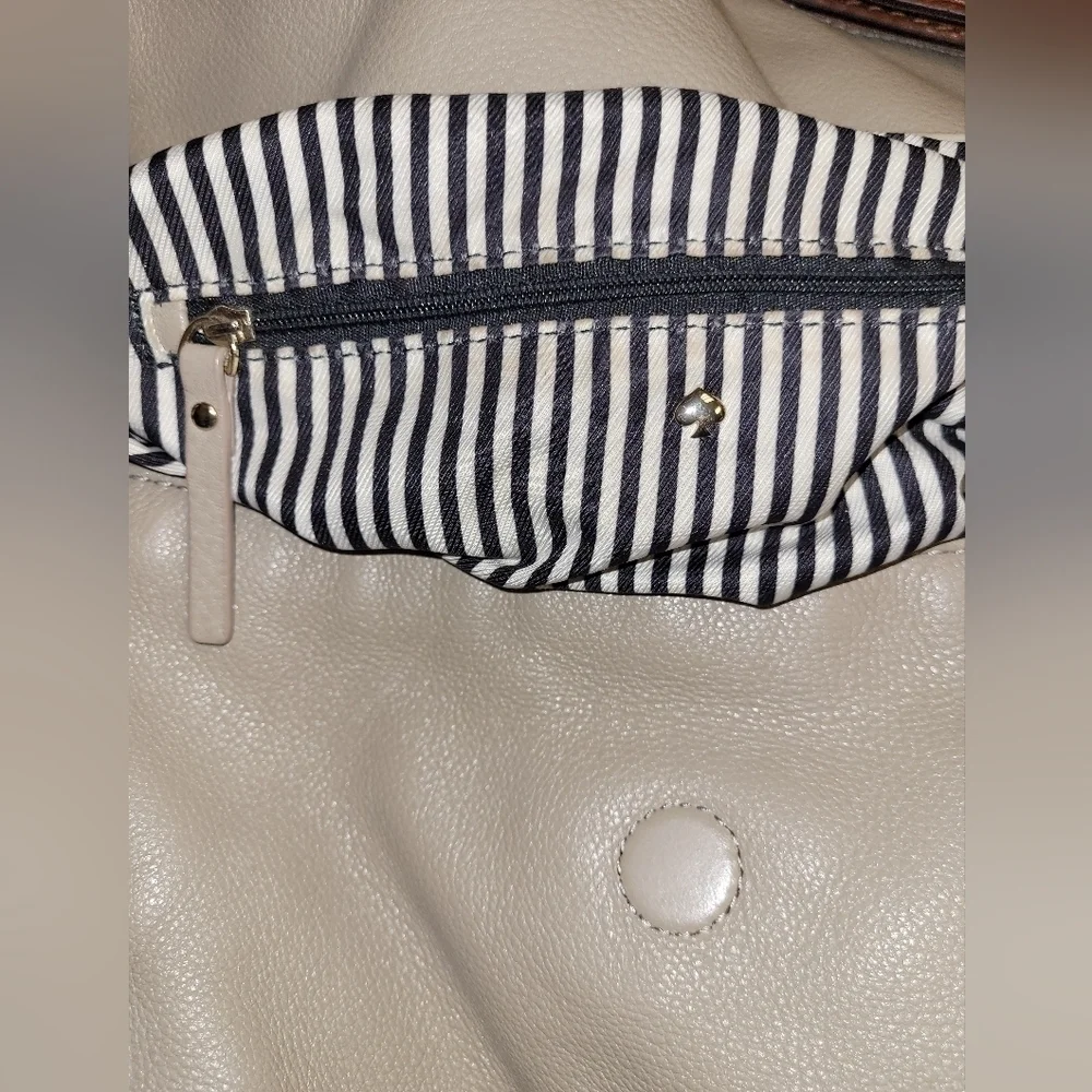 Kate Spade Boerum Place Devin Pebbled‎ Beige Leather Satchel Crossbody Bag